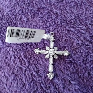SS & CZ cross pendant